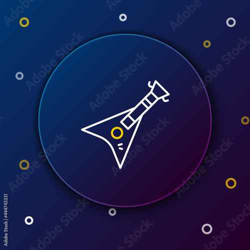 Line Electric bass guitar icon isolated on blue background. Colorful outline concept. Vector