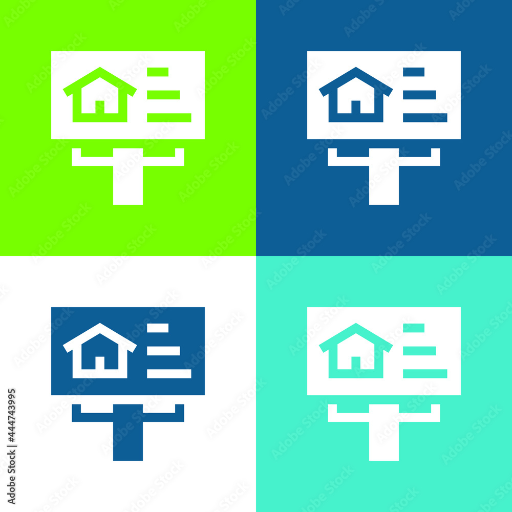 Billboard Flat four color minimal icon set Billboard Flat four color minimal icon set