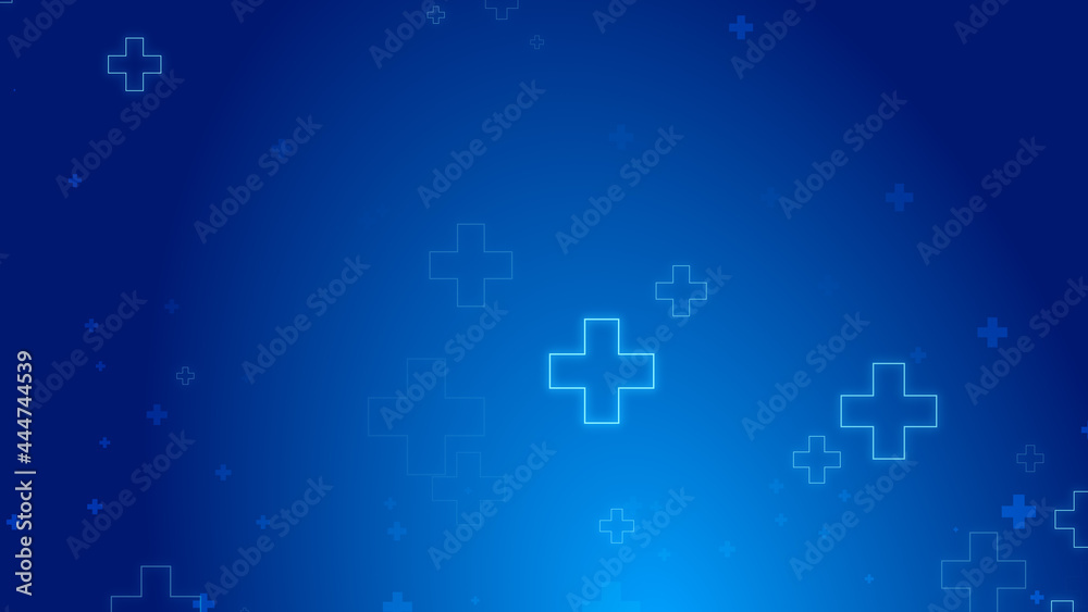 Medical health blue cross neon light shapes pattern healthcare technology background. Medical health blue cross neon light shapes pattern healthcare technology background.