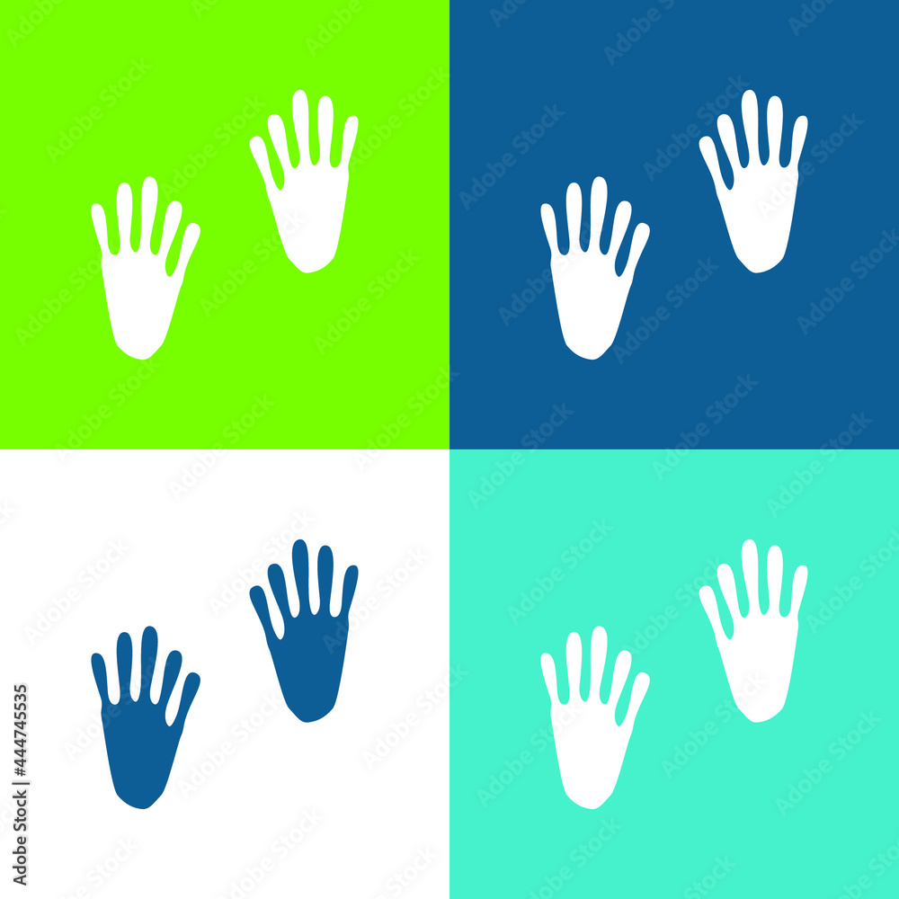 Fototapeta premium Animal Footprints Flat four color minimal icon set