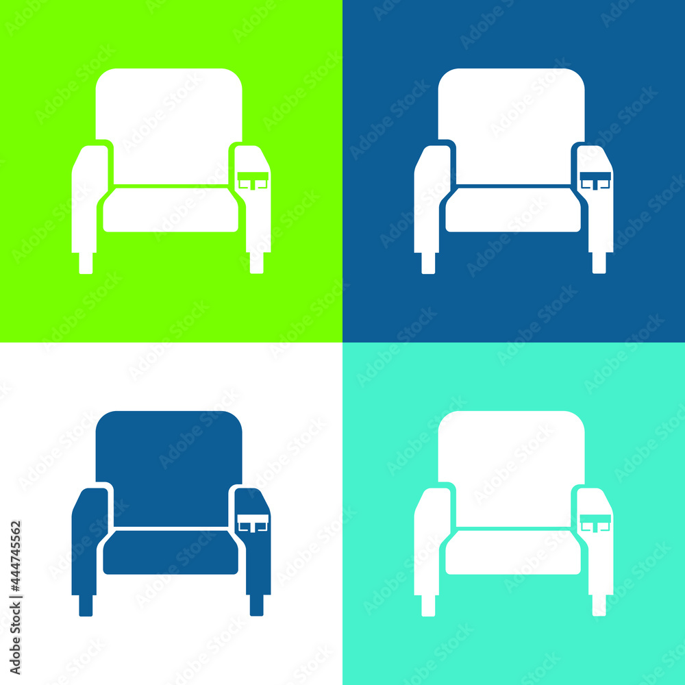 Armchair Flat four color minimal icon set Armchair Flat four color minimal icon set