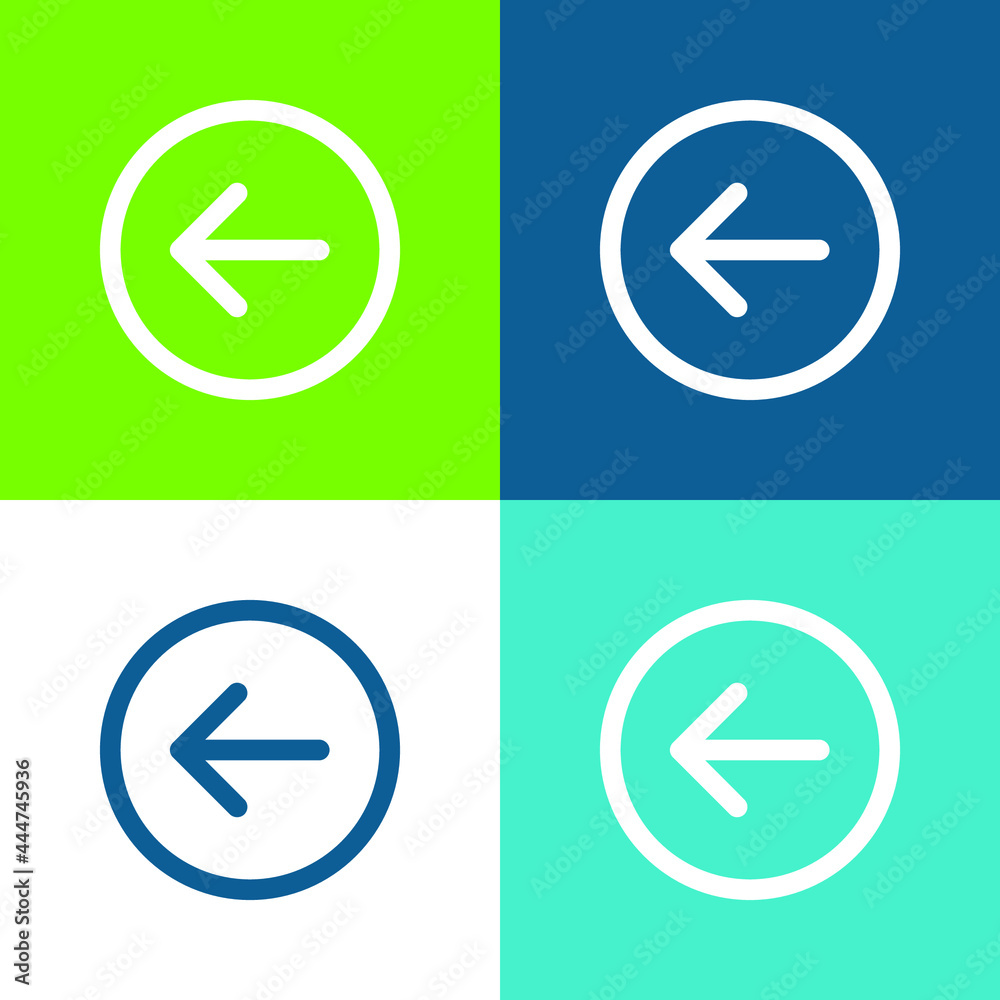 Back Button Flat four color minimal icon set Back Button Flat four color minimal icon set
