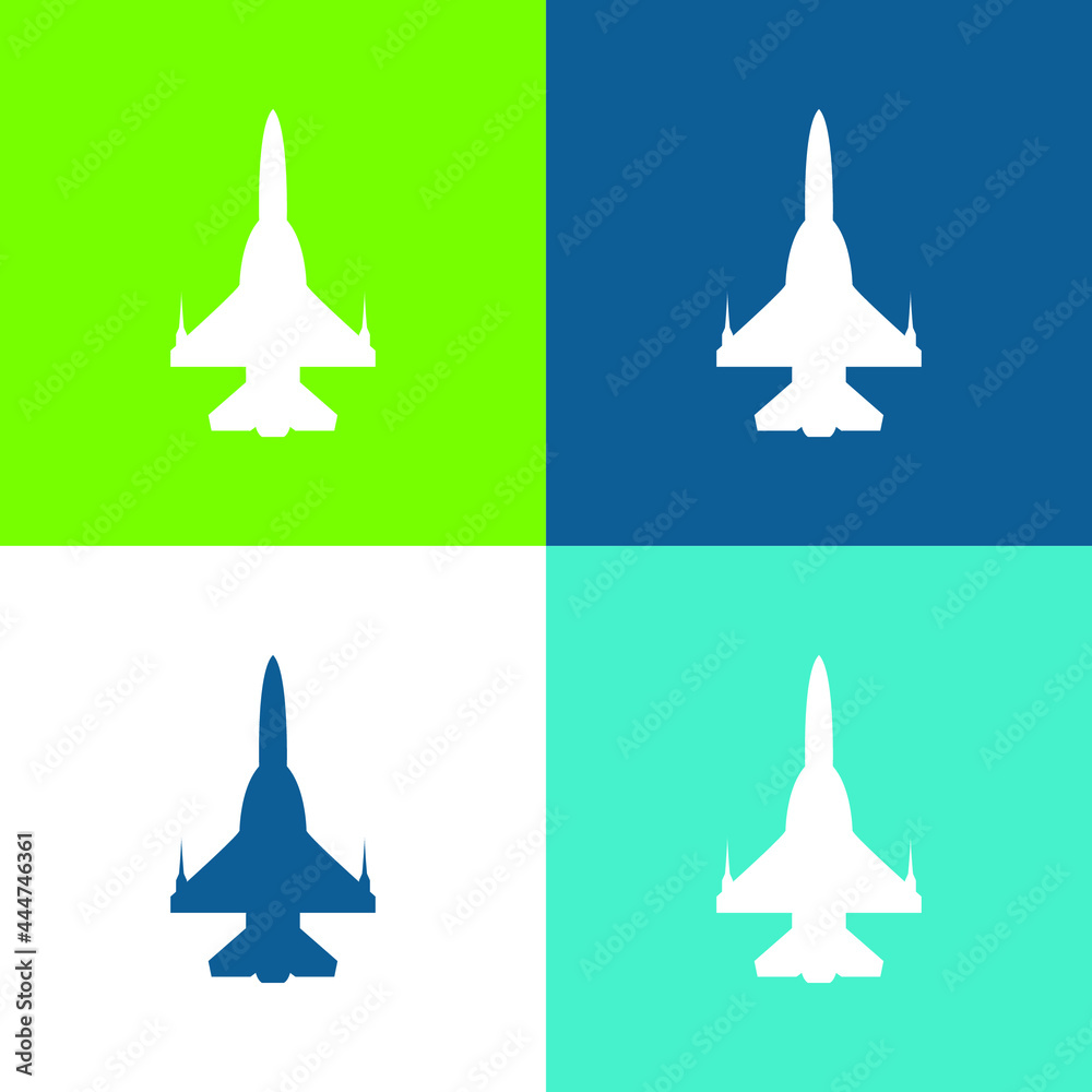Airplane Silhouette Flat four color minimal icon set Airplane Silhouette Flat four color minimal icon set