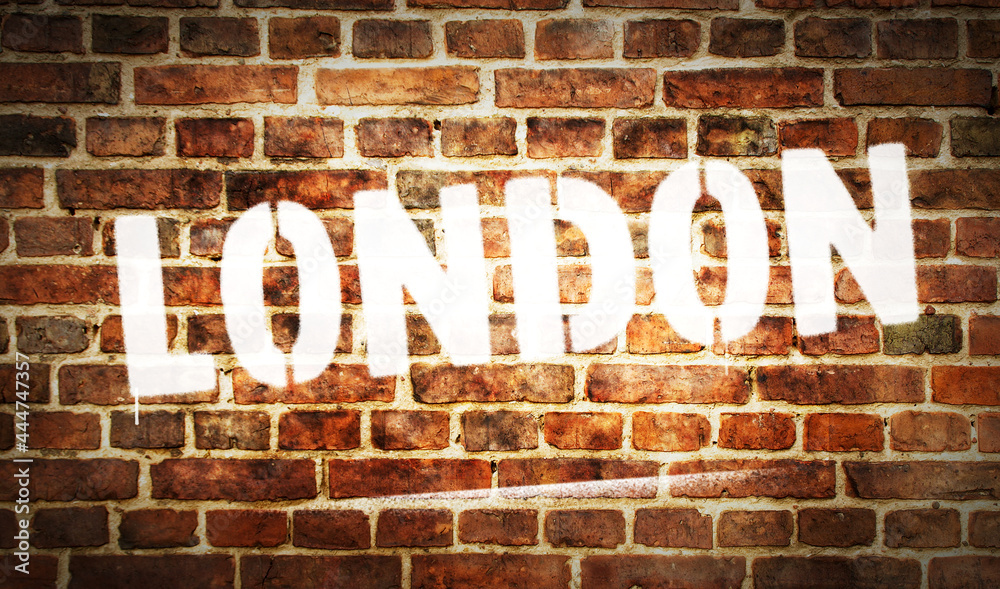 London, England, UK, GB spray painted inscription on the brick wall