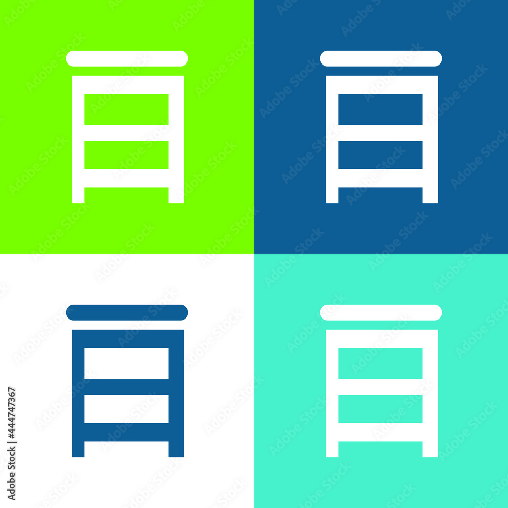 Bedroom Stairs Tool Flat four color minimal icon set Bedroom Stairs Tool Flat four color minimal icon set