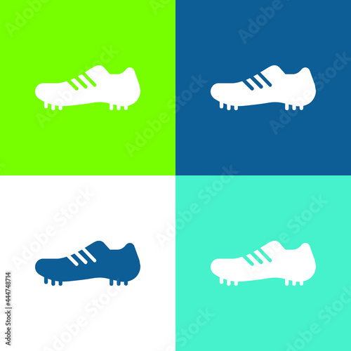 Boot Flat four color minimal icon set