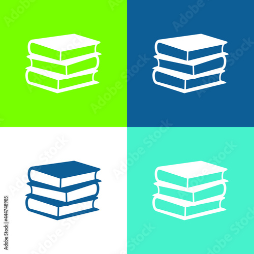 Books Stack Of Three Flat four color minimal icon set