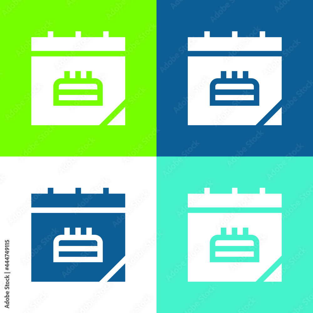Birthday Date Flat four color minimal icon set Birthday Date Flat four color minimal icon set