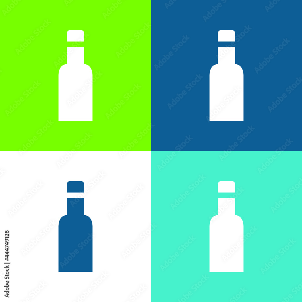 Bottle Black Container Flat four color minimal icon set Bottle Black Container Flat four color minimal icon set