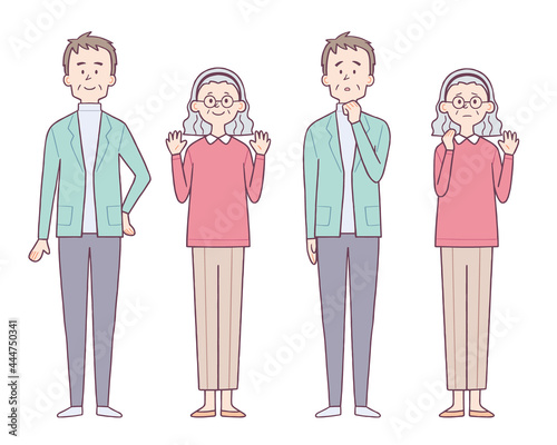 老人　男女　表情セット