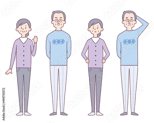 老人　男女　表情セット