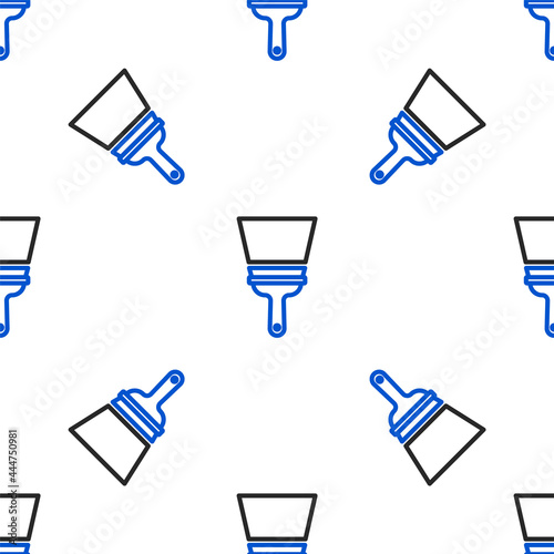 Line Cleaning service with of rubber cleaner for windows icon isolated seamless pattern on white background. Squeegee, scraper, wiper. Colorful outline concept. Vector