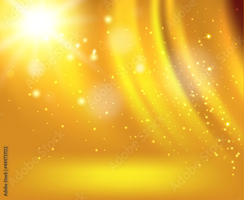 Spotlight on stage with smoke and light with silk background in Vector.
