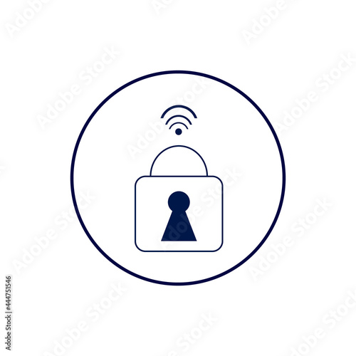 Smart home closure icon illustration. Lock with wi-fi symbol