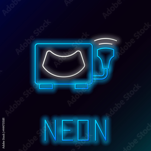 Glowing neon line Ultrasound icon isolated on black background. Medical equipment. Colorful outline concept. Vector