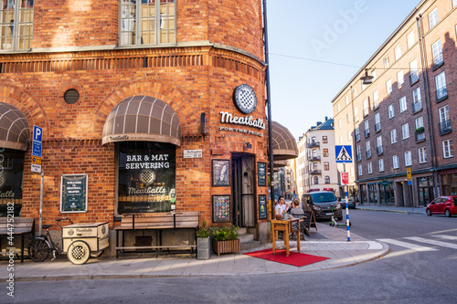 Stockholm, Sweden - July 5 2021: Meatballs for the people in Sodermalm, popular restaurant