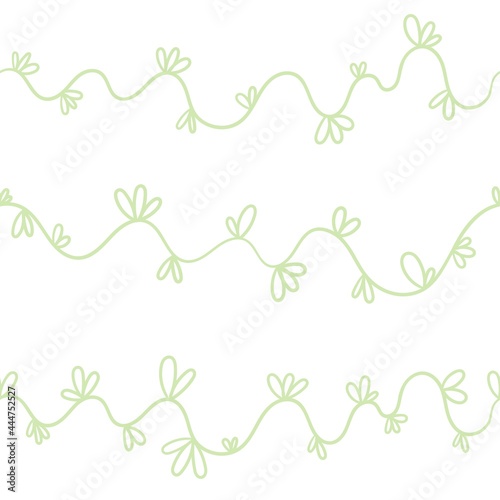 Seamless pattern with different plants on  white background. Vector print with herbs. Botanical doodle wallpaper.