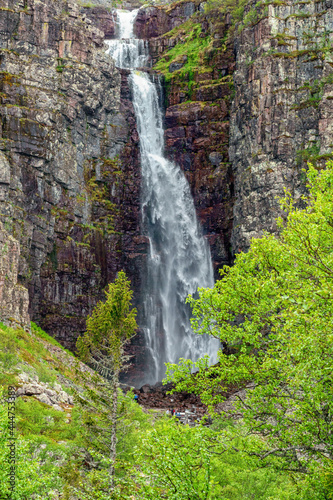 High Waterfall in a rocky canyon landscape