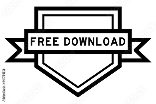 Vintage pentagon label banner with word free download in black color on white background