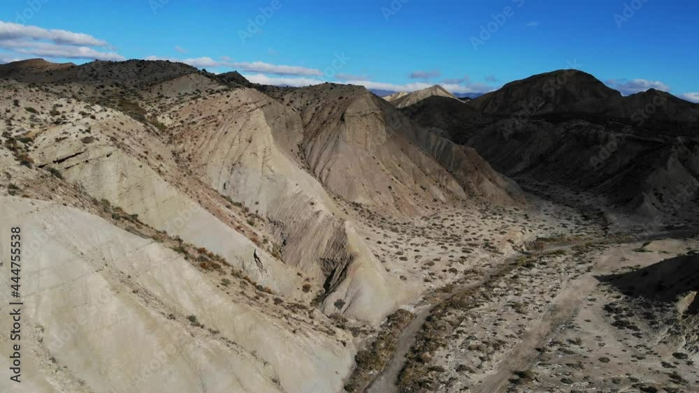 Aerial view. Tabernas desert wild and barren landscape in Almeria, Spain. Movie location set for spaghetti western. Aerial view. Tabernas desert wild and barren landscape in Almeria, Spain. Movie location set for spaghetti western.