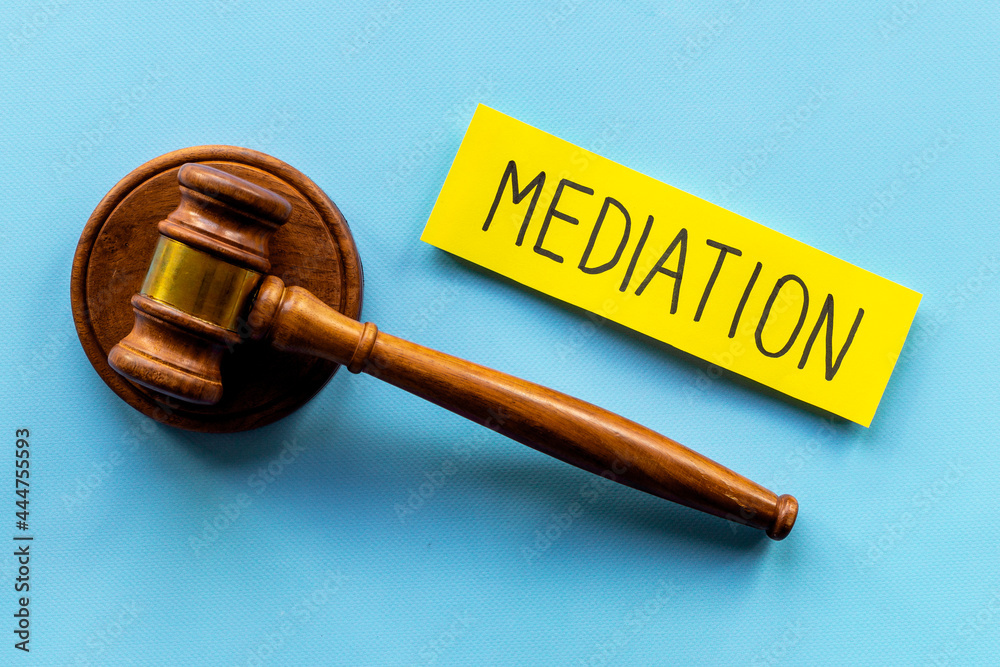 Mediation word with judge gavel. Business diplomacy conflict resolve concept Mediation word with judge gavel. Business diplomacy conflict resolve concept