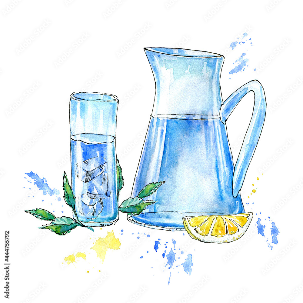 Water Pitcher And Glass Stock Photo - Download Image Now - Water