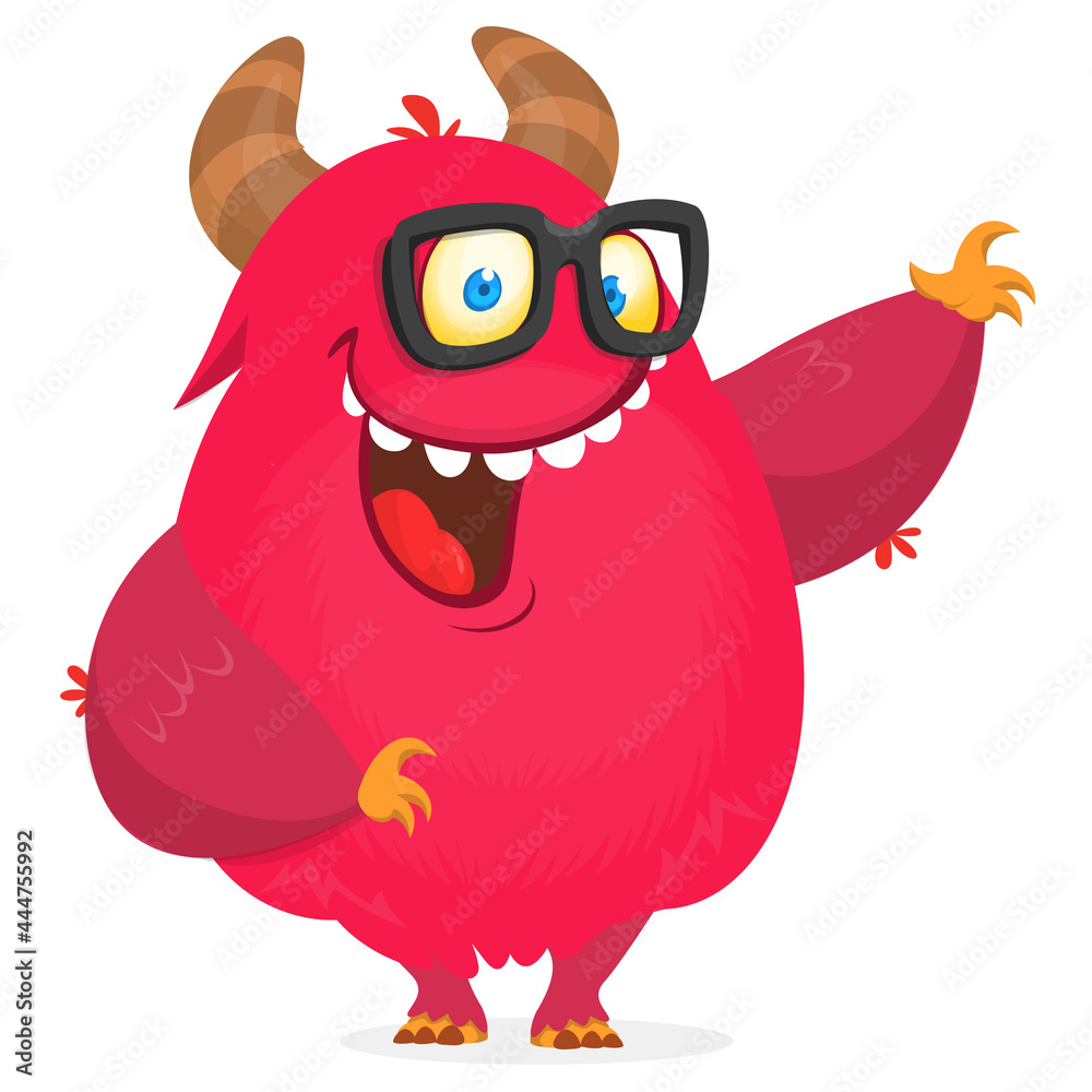 Funny cartoon furry monster character. Illustration of cute and happy mythical alien Funny cartoon furry monster character. Illustration of cute and happy mythical alien