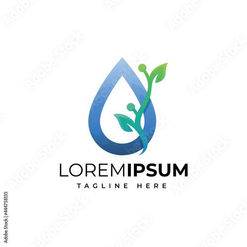 water drop with leaf logo vector