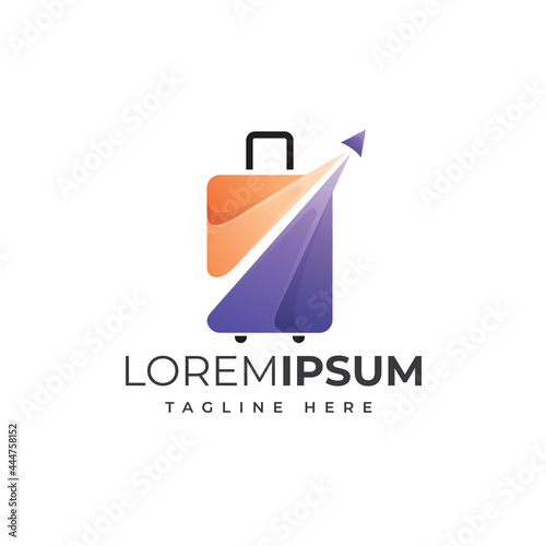 suitcase traveling logo template vector