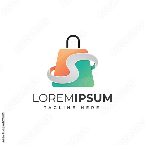 shopping bag with letter S logo design vector