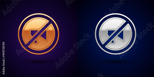 Gold and silver Censored stamp icon isolated on black background. Vector