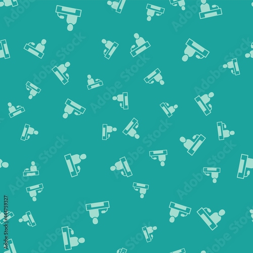 Green Television report icon isolated seamless pattern on green background. TV news. Vector