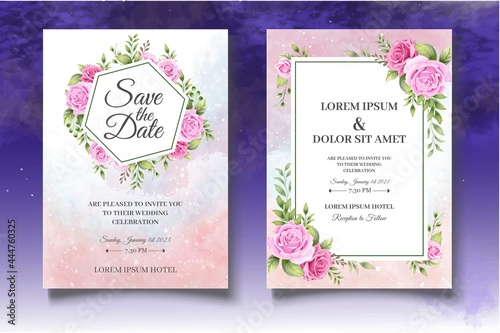 Beautiful floral wedding invitation card template