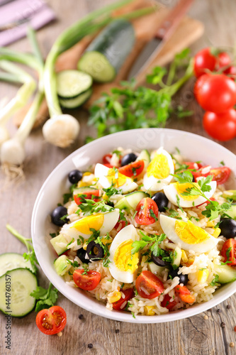 rice salad with egg and vegetables