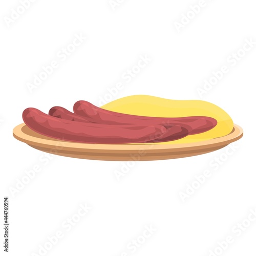 German sausage icon cartoon vector. Food fork bratwurst. Beer bbq