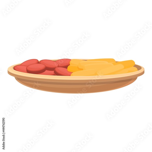 German fast food icon cartoon vector. Sausage brat. Ham bratwurst