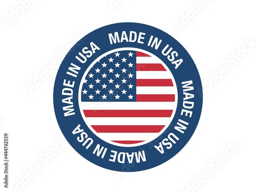 Made in Usa sign. Made in USA sticker in circle. Vector Made in USA logo. 