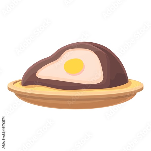 Egg meat roll icon cartoon vector. Korea cheese bread. Ham bacon