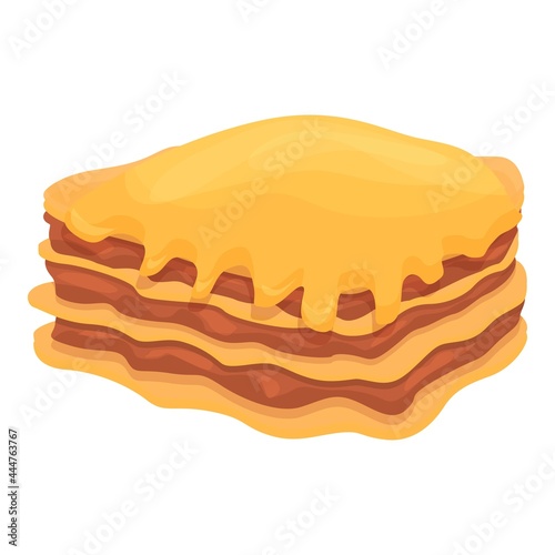 Cheese lasagna icon cartoon vector. Pasta dish. Italian dry food