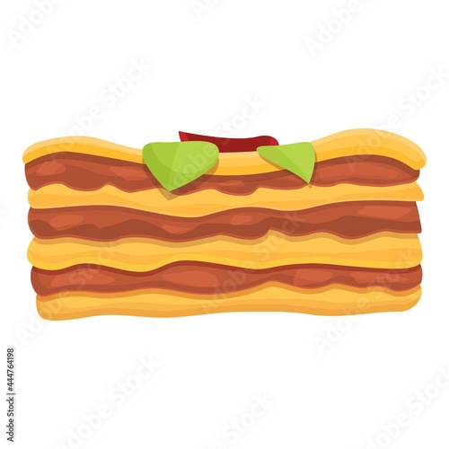 Risotto lasagna icon cartoon vector. Lasagne dish. Italian meat food