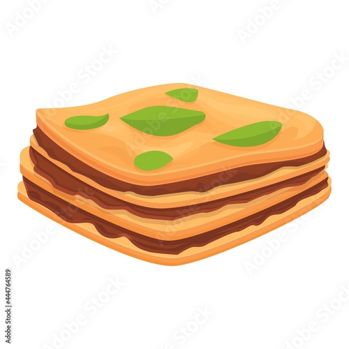 Traditional lasagna icon cartoon vector. Lasagne pasta. Isolated italian dish