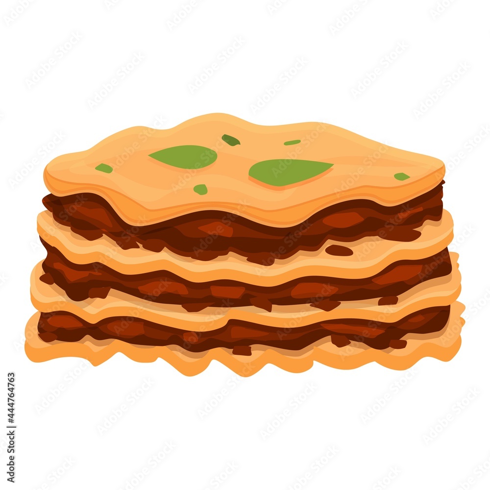 Lasagna cake icon cartoon vector. Dry meat food. Italian lasagna dish Lasagna cake icon cartoon vector. Dry meat food. Italian lasagna dish