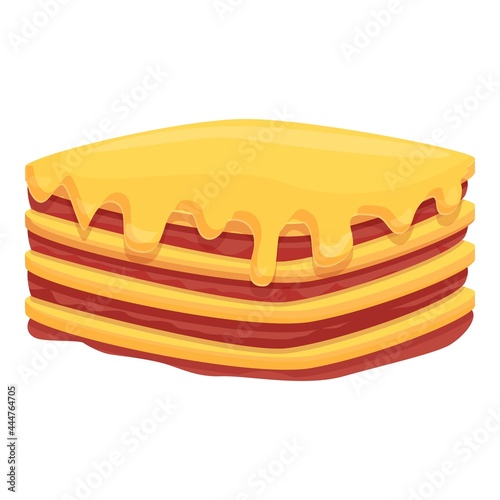 Baked lasagna icon cartoon vector. Lasagne pasta. Meat italian dish