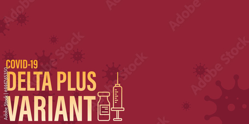 Coronavirus delta plus variant background. Red background.
