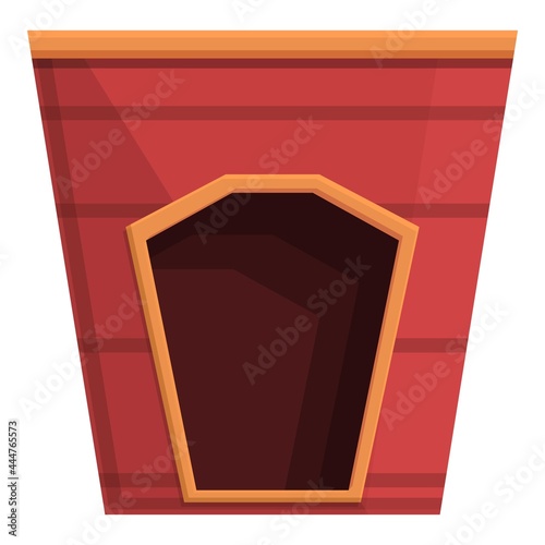 Red dog kennel icon cartoon vector. Pet puppy house. Cute doghouse