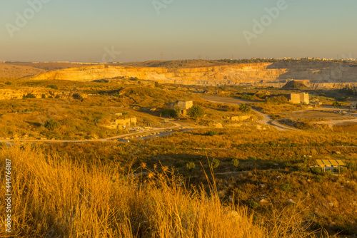 Sunset view of old quarries, in Migdal Tsedek National Park photo