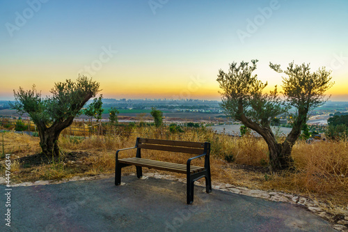 Sunset view from the trail towards Gush Dan, Migdal Tsedek photo