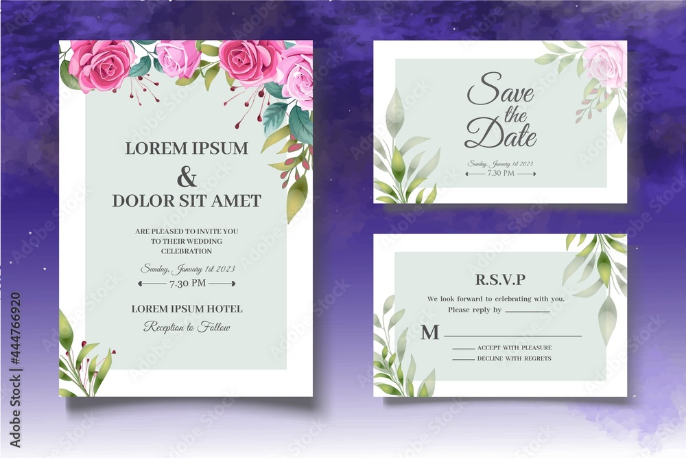 Beautiful floral wedding invitation card template Beautiful floral wedding invitation card template