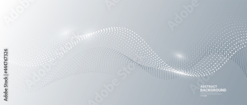 Gray and white abstract background with flowing particles. Digital future technology concept. vector illustration.	