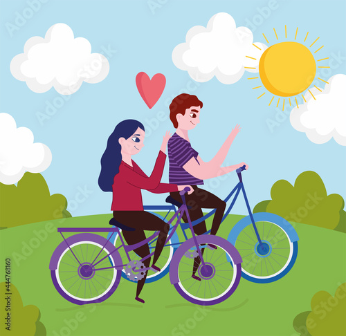couple riding bycycles